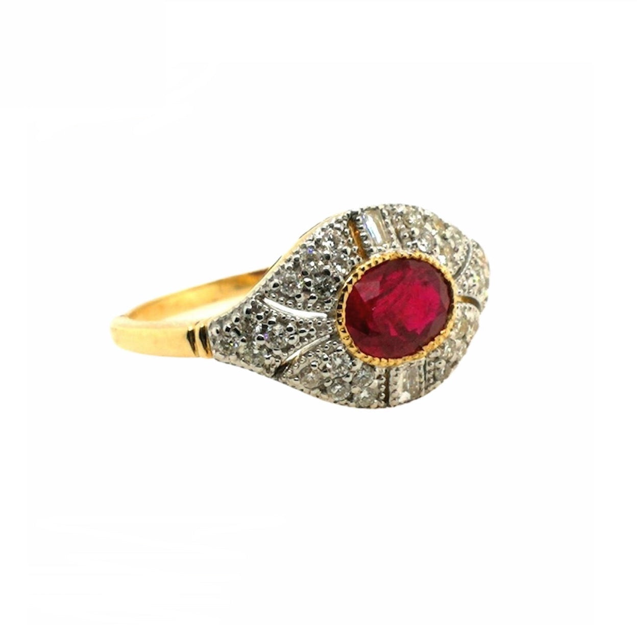 18K Gold Natural Ruby and Diamond Ring