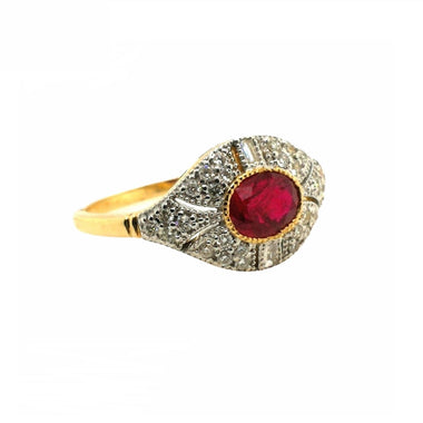 18K Gold Natural Ruby and Diamond Ring