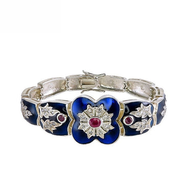 Silver and Diamond with Natural Gemstone Art Deco Style Bracelet