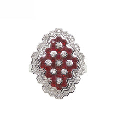 18K White Gold Natural Ruby and Diamond Ring