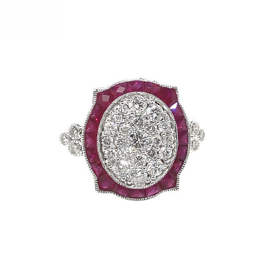18K White Gold Natural Ruby and Diamond Ring