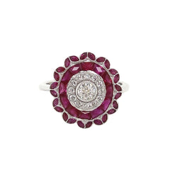 18K White Gold Natural Ruby and Diamond Ring