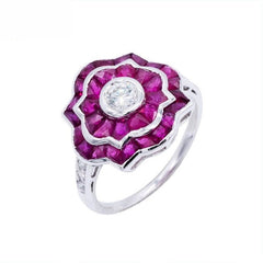 18K White Gold Natural Ruby and Diamond Ring
