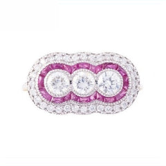 18K White Gold Natural Ruby and Diamond Ring