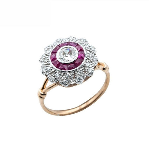 18K White Gold Natural Ruby and Diamond Ring