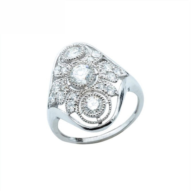 18K White Gold Art Deco Diamond Ring