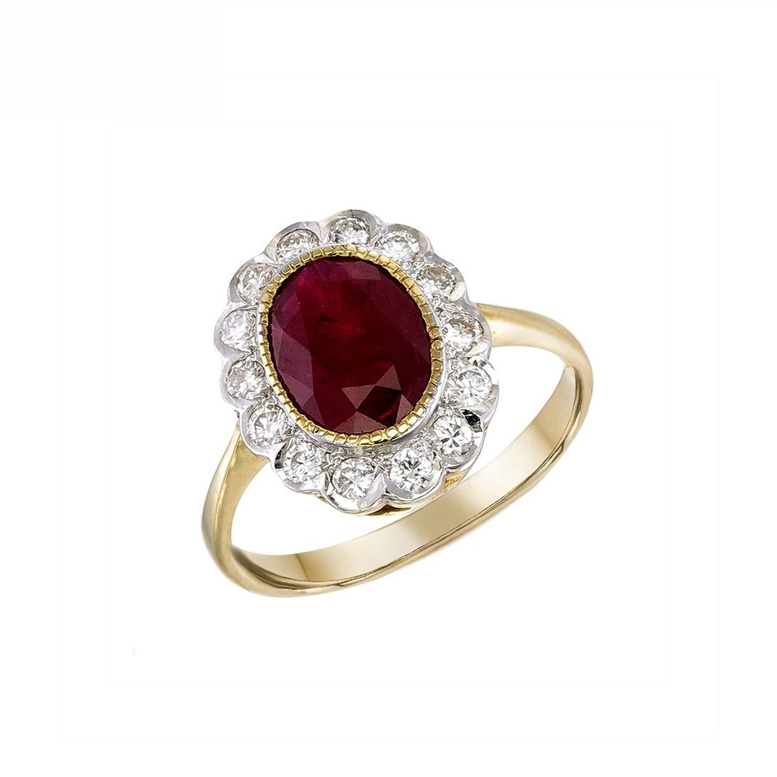 9K Gold Natural Ruby and Diamond Ring