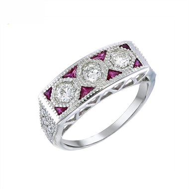 18K White Gold Natural Ruby and Diamond Ring